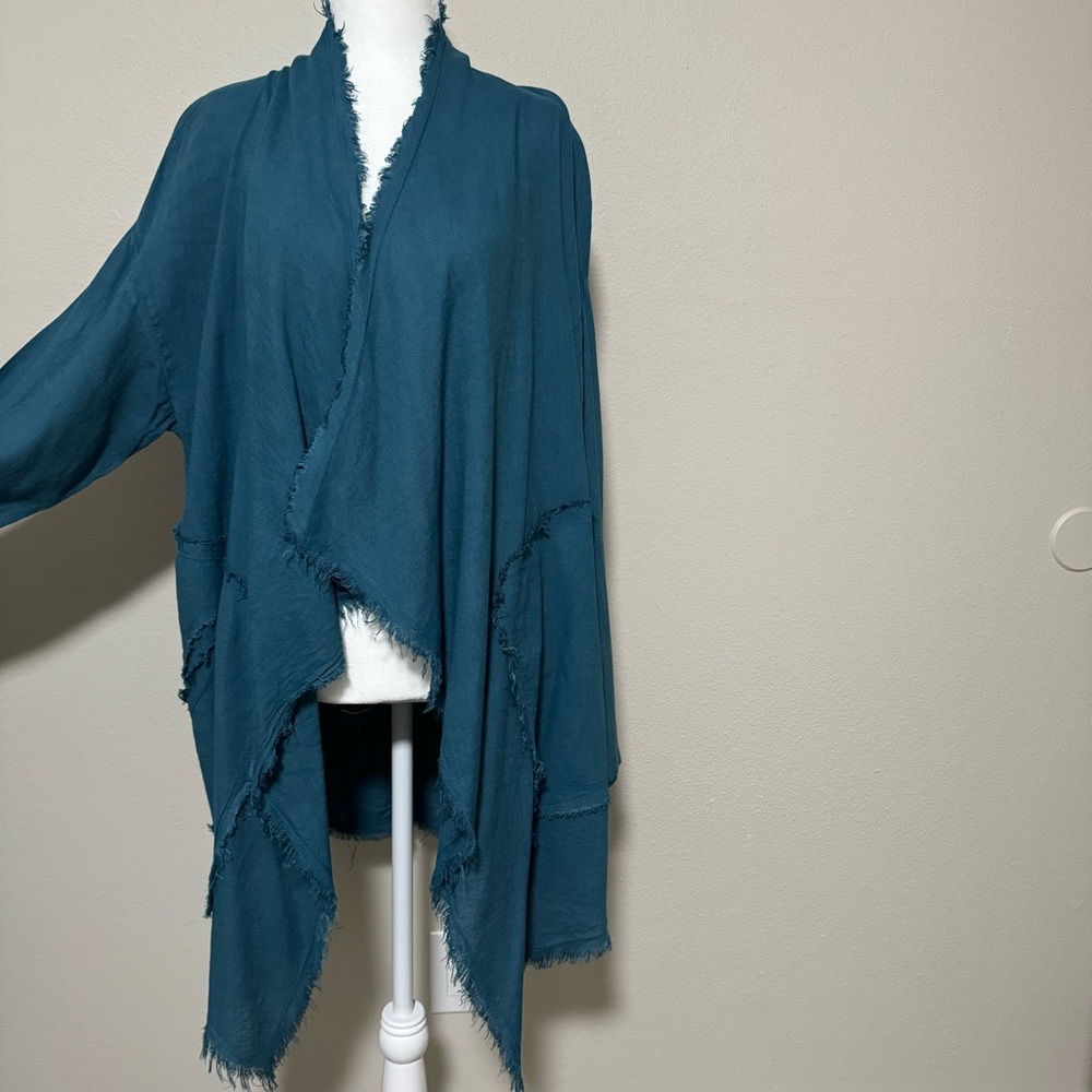 Teal Frayed Edge Women's Top